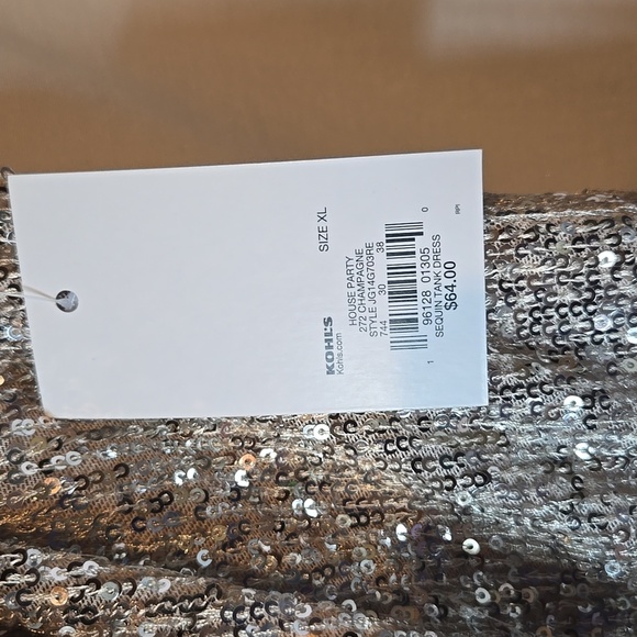 SO XL Shimmering Gold Sequin Midi Length Strappy Party Cocktail Dress - Picture 3 of 6